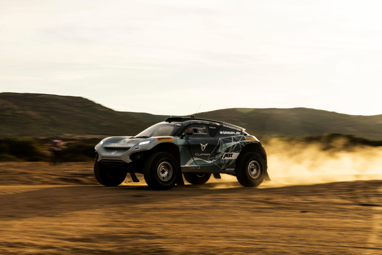 CAPO TEULADA, SARDINIA, ITALY - OCTOBER 22: Jutta Kleinschmidt (GER)/Mattias Ekstrom (SWE), ABT CUPRA XE during the Island X Prix on October 22, 2021 in Capo Teulada, Sardinia, Italy. (Photo by Andrew Ferraro)